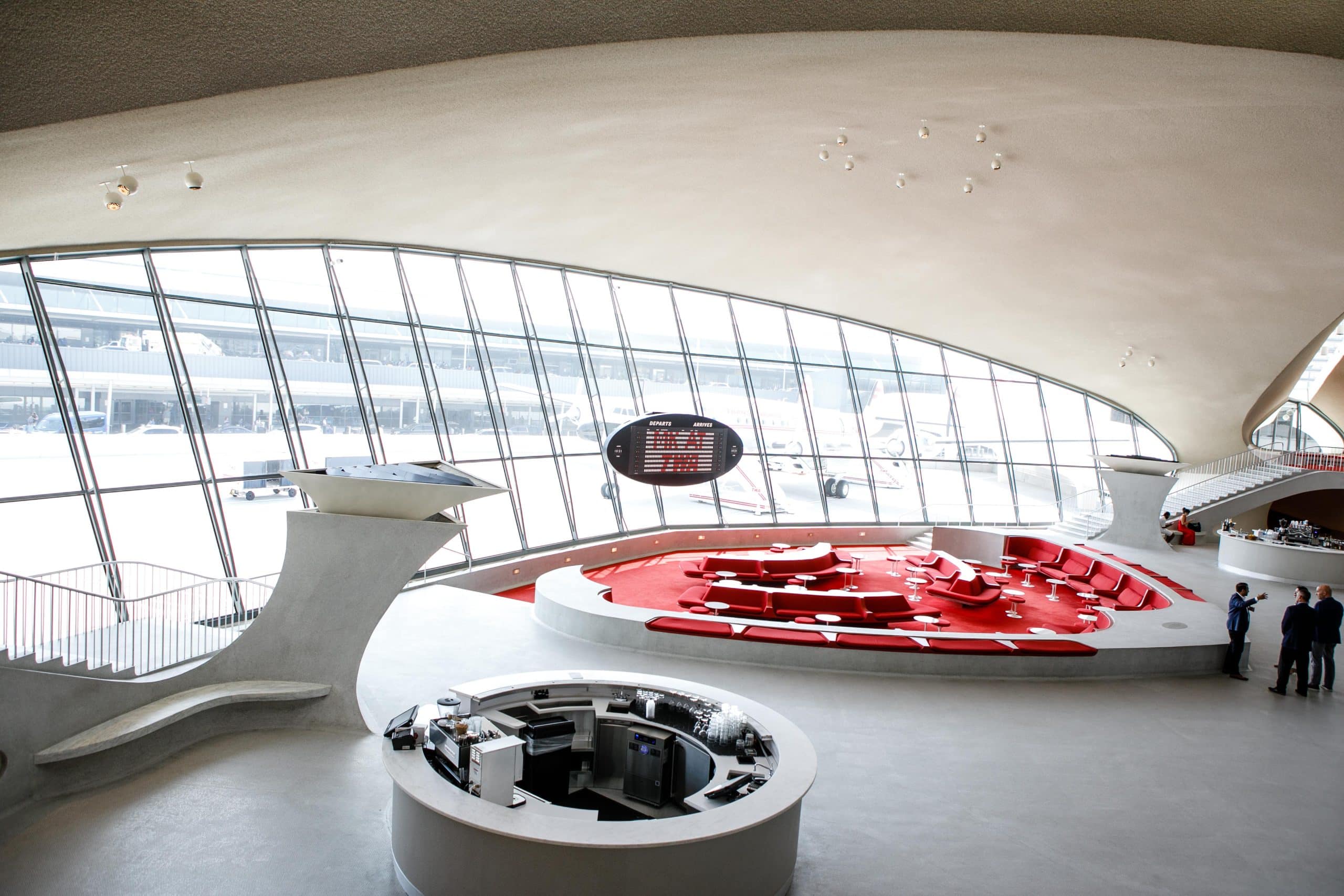 A view from above of one of the other coffeebars in the space, featuring a La Marzocco Linea Classic. 