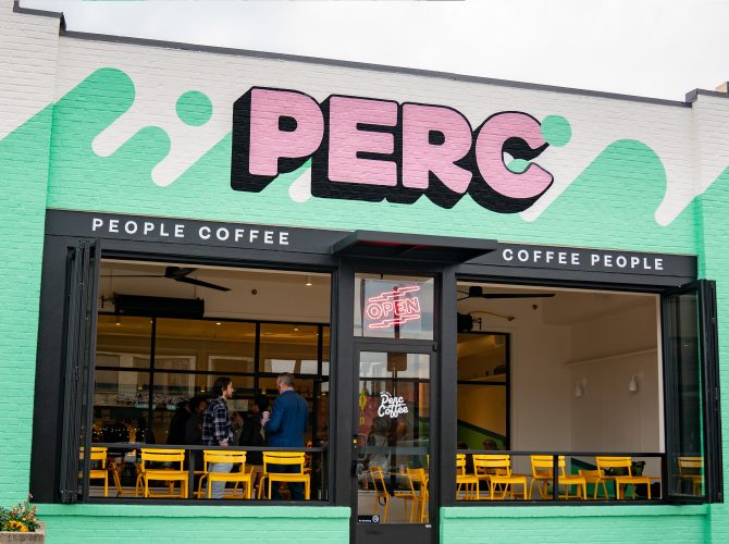 the outside of a Perc coffee bar