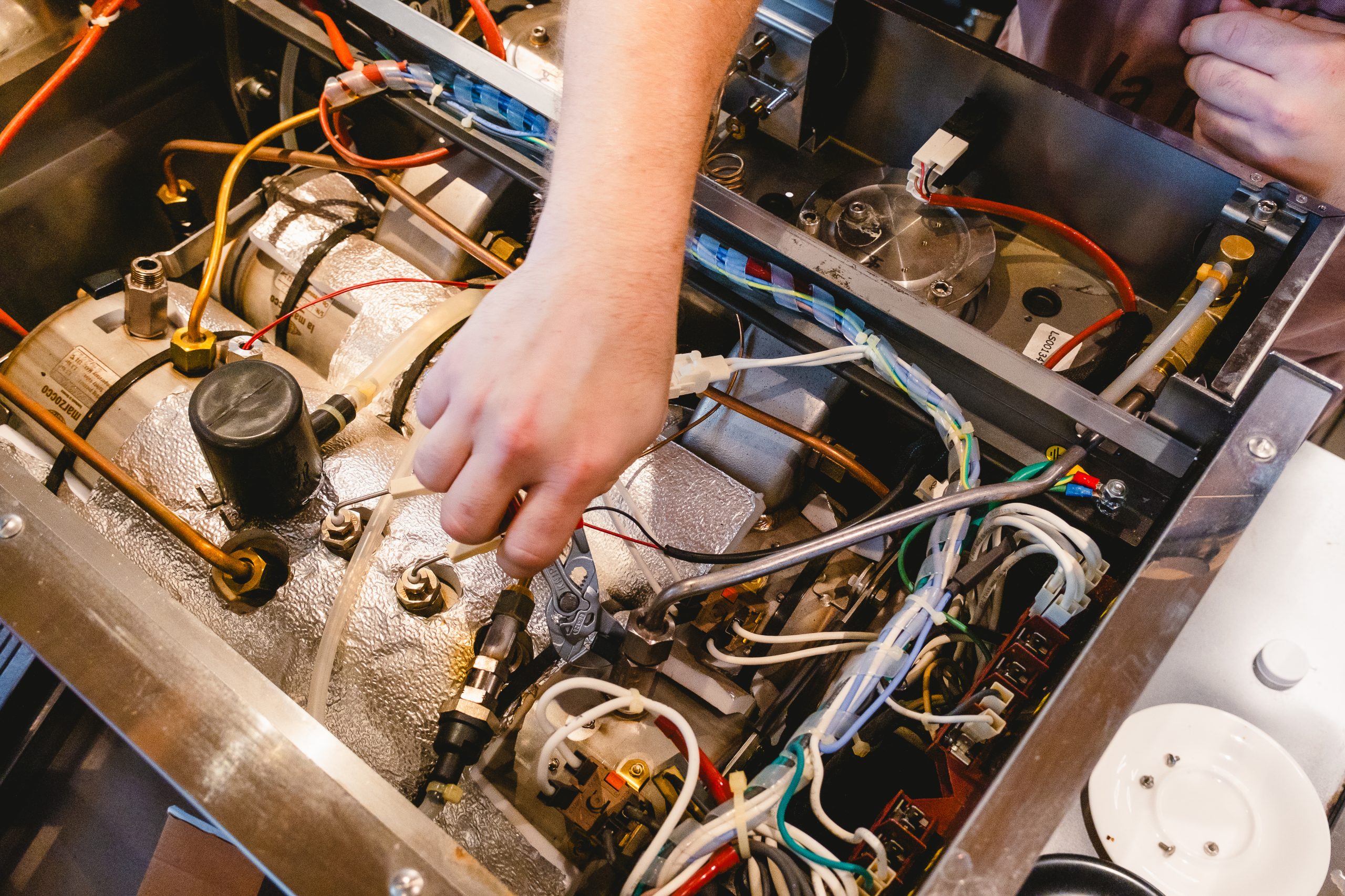 Inside of a La Marzocco espresso machine