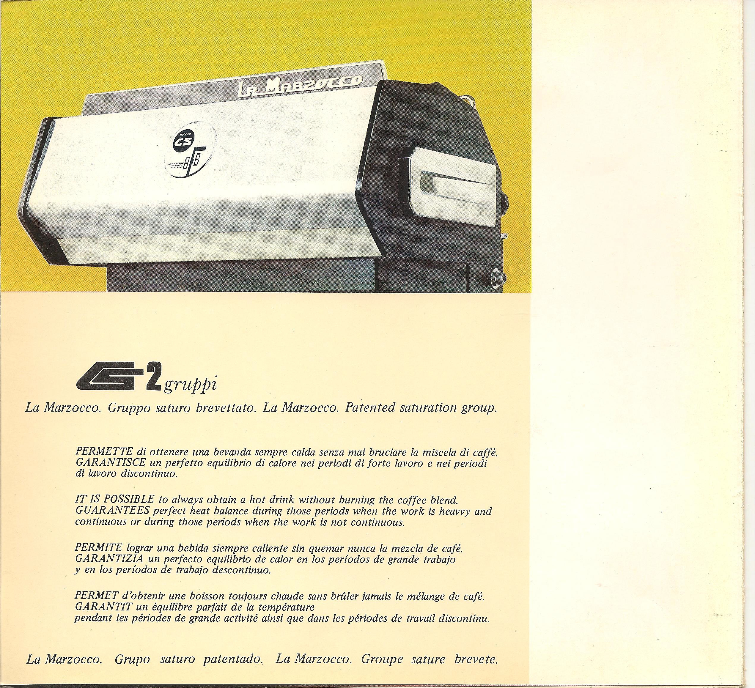 a magazine print add showcasing the la marzocco gs two group