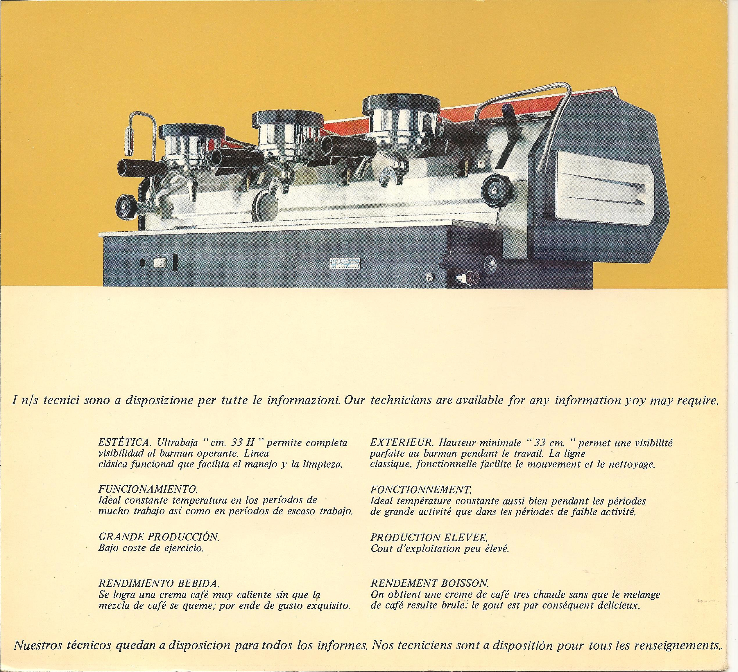 a magazine print ad showcasing a three group la marzocco gs