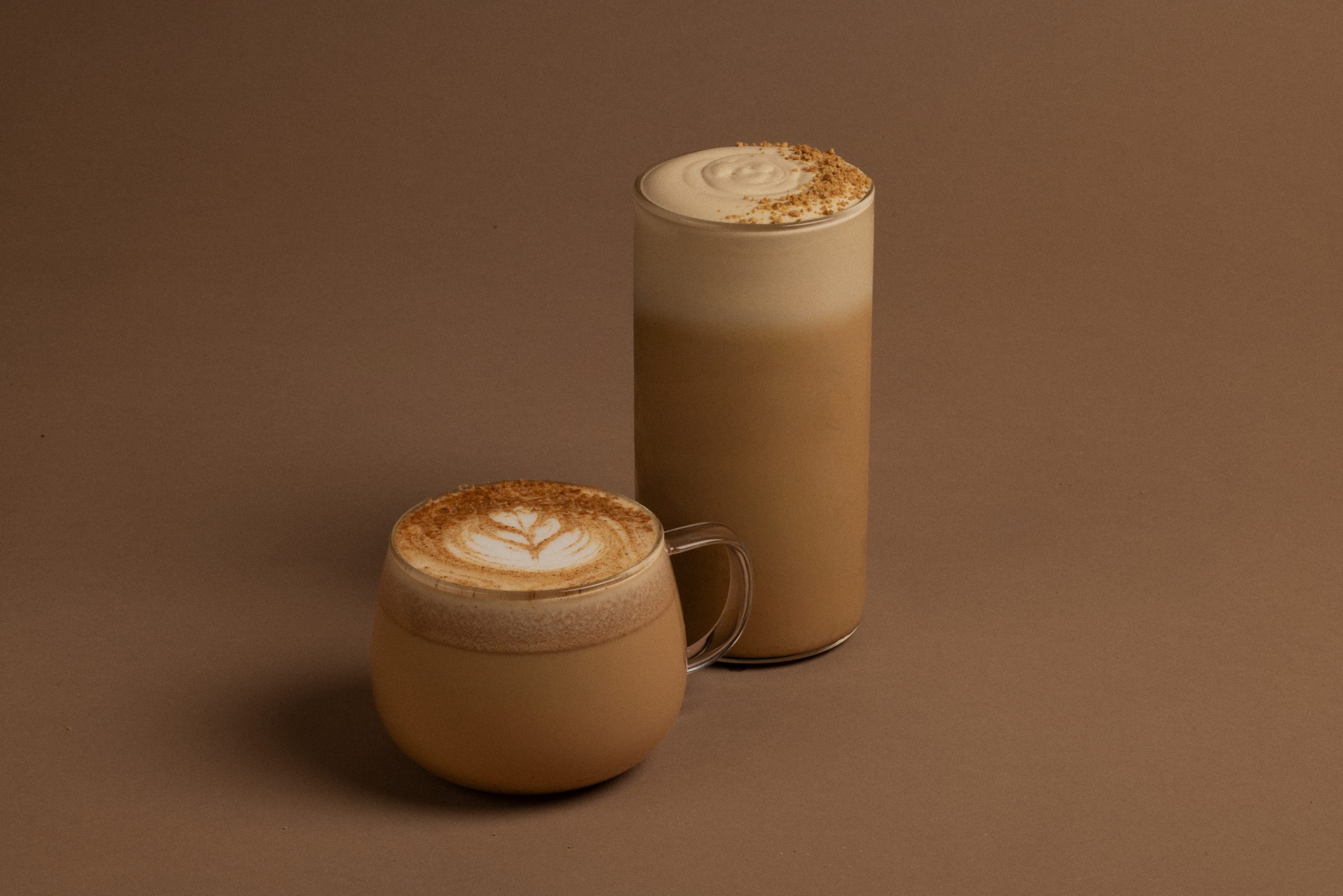 two different fall seasonal drinks at Verve Coffe